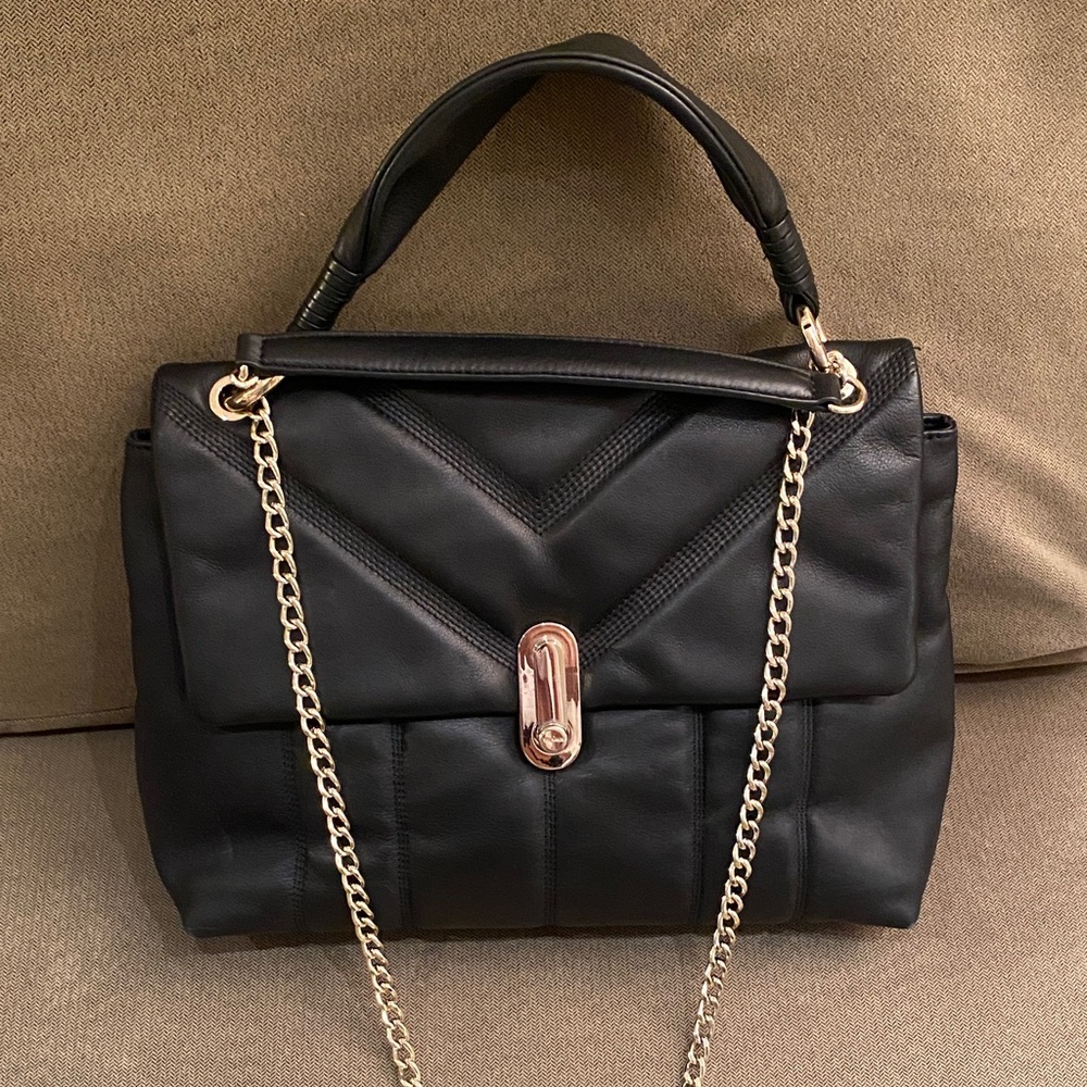 Ted Baker Black Shoulder Bag with Gold Chain